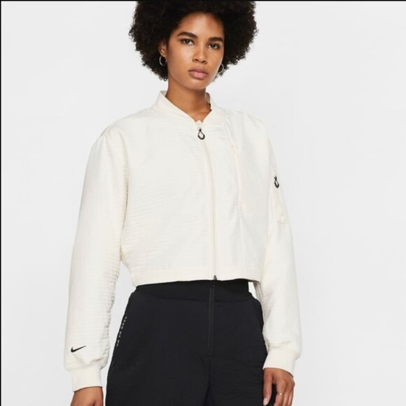 Nike Sportswear Tech Pack Bomber Jacket Women Sz L White City Ready BV4741-110 - Picture 1 of 11